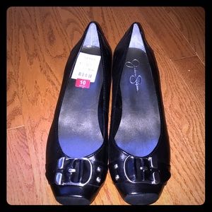 Black open toe Flats